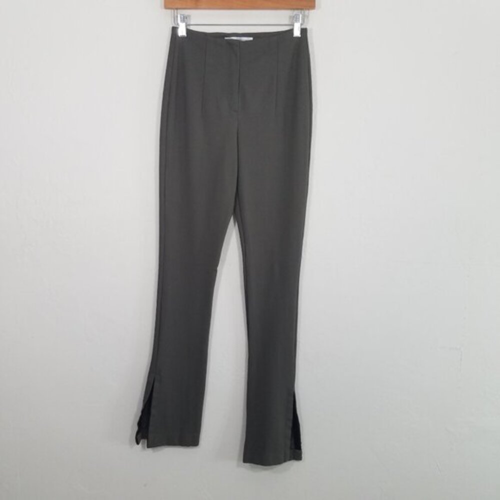 Zara Green High Rise Slit Legs Stretch Dress Pants Size XS